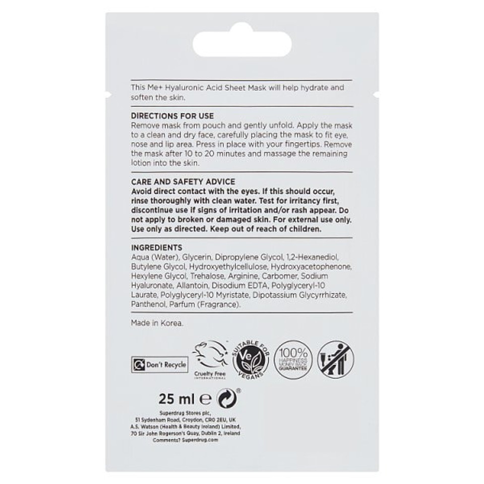 Me+ Hyaluronic Acid Sheet Mask