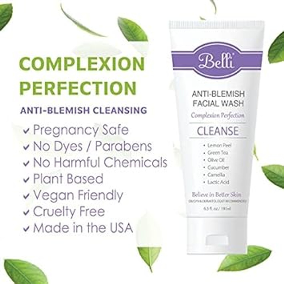 Belli Skincare Anti-Blemish Facial Wash Gel Cleanser | Anti Acne For Sensitive Skin, Pregnancy Safe, Natural Extract Face Wash For All Skin Types | 6.5 Ounce Belli Skincare Anti-Blemish Facial Wash Gel Cleanser | Anti Acne For Sensitive Skin, Pregnancy Safe, Natural Extract Face Wash For All Skin Types | 6.5 Ounce