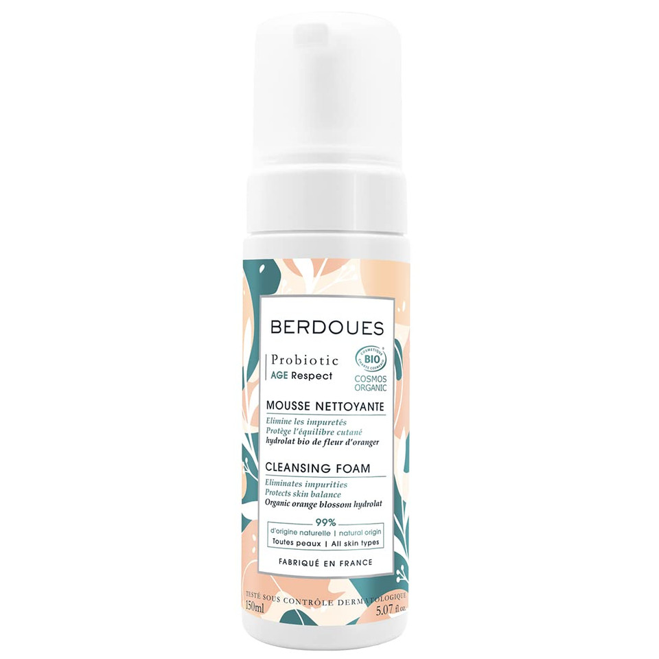 Berdoues Probiotic Age Respect Cleansing Foam | Gentle Cleansing Foam That Removes All Traces Of Makeup And Impurities | Soap Free Foam That Leaves The Skin Perfectly Clean, Soft And Fresh For Normal To Oily Skin - 5.07 Fl.Oz