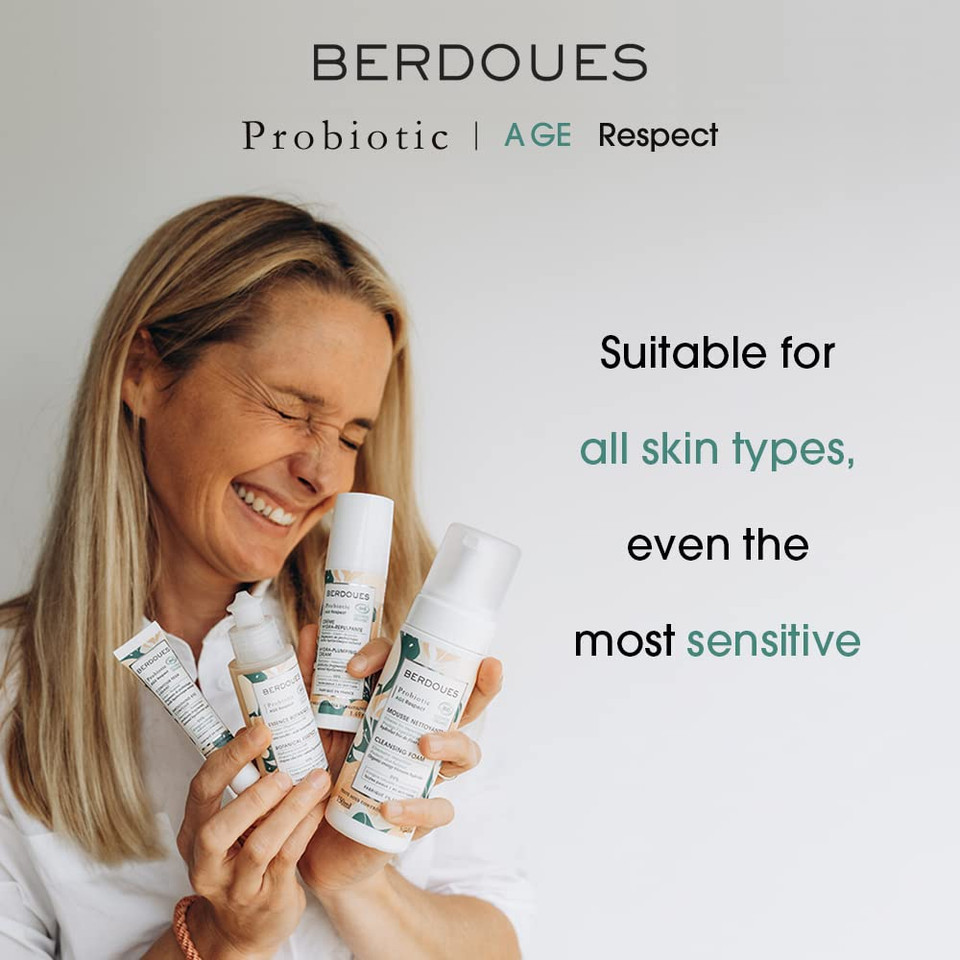 Berdoues Probiotic Age Respect Cleansing Foam | Gentle Cleansing Foam That Removes All Traces Of Makeup And Impurities | Soap Free Foam That Leaves The Skin Perfectly Clean, Soft And Fresh For Normal To Oily Skin - 5.07 Fl.Oz