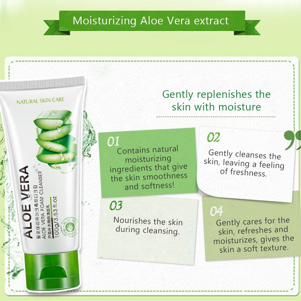 Bioaqua 92% Aloe Vera Foam Cleanser - Refresh & Moisture Aloe Vera 92% Cleanser. Shrink Pores & Oil Control Deep Cleaning Face Cleanser.(100G) Bioaqua 92% Aloe Vera Foam Cleanser - Refresh & Moisture Aloe Vera 92% Cleanser. Shrink Pores & Oil Control Deep Cleaning Face Cleanser.(100G)