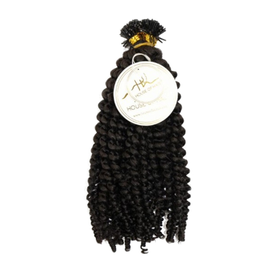 House Of Hair Uk Tight Curly Ebony I-Tip Strands 22