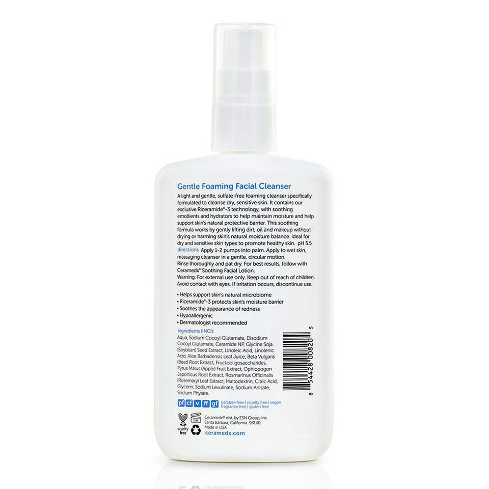 Ceramedx  Gentle Foaming Facial Cleanser | Natural Ceramide Cleanser For Dry, Sensitive Skin | Cruelty Free, Vegan & Fragrance Free | 8 Fl Oz Ceramedx  Gentle Foaming Facial Cleanser | Natural Ceramide Cleanser For Dry, Sensitive Skin | Cruelty Free, Vegan & Fragrance Free | 8 Fl Oz