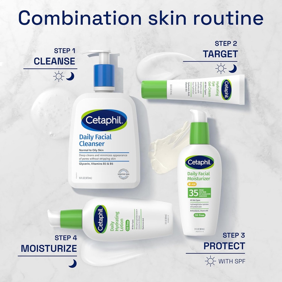 Cetaphil Face Wash, Daily Facial Cleanser For Sensitive, Combination To Oily Skin, New 20 Oz, Gentle Foaming, Soap Free, Hypoallergenic