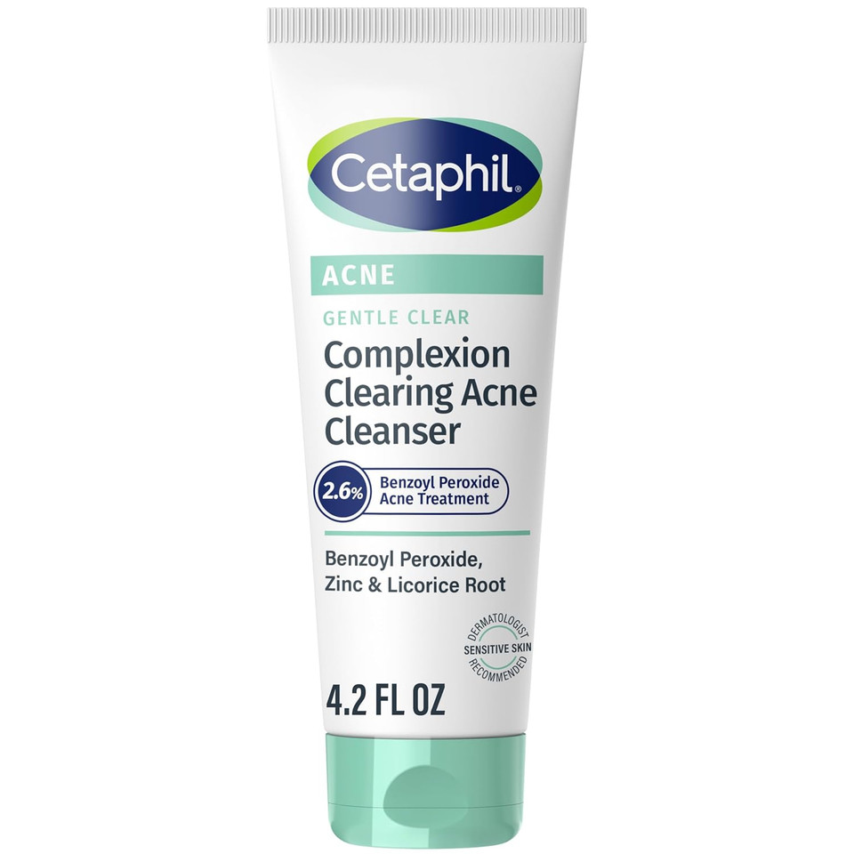Cetaphil Gentle Clear Complexion-Clearing Bpo Acne Cleanser With 2.6% Benzoyl Peroxide, Creamy And Soothing For Sensitive Skin, Suitable For All Skin Types, 4.2Oz
