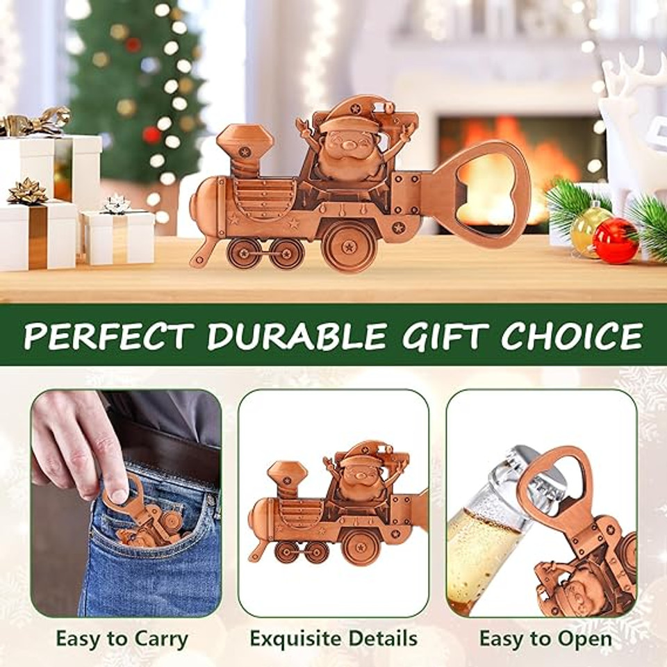 Christmas Train Bottle Opener, Bottle Opener Gifts for Men Special Unique, Christmas Santa's Train Shaped Bottle Opener, Fridge Magnet, Party Gift Ornaments for Christmas, Birthday (Bronze) Christmas Train Bottle Opener, Bottle Opener Gifts for Men Special Unique, Christmas Santa's Train Shaped Bottle Opener, Fridge Magnet, Party Gift Ornaments for Christmas, Birthday (Bronze)