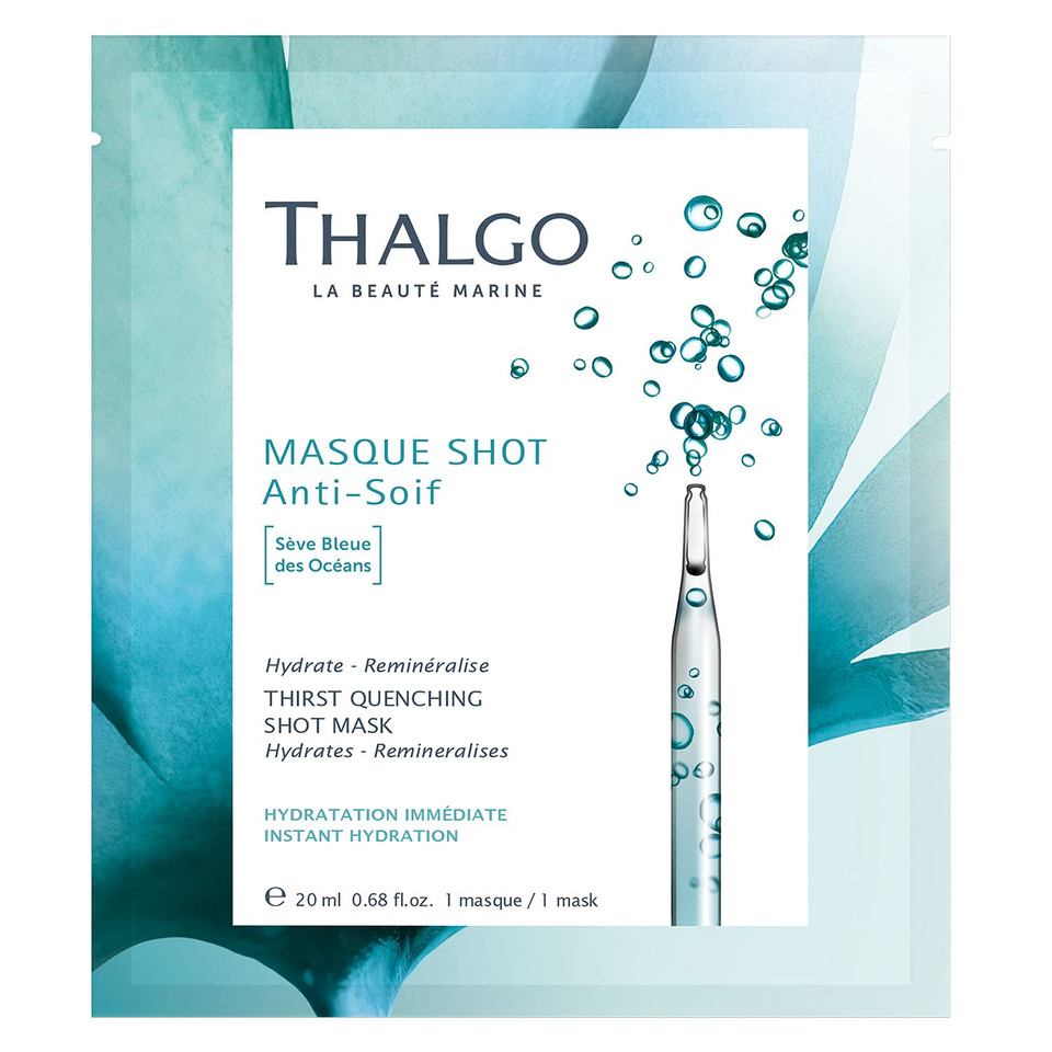 Thalgo Thalgo Marine Skincare, Thirst Quenching Shot Mask, Blue Ocean Sap And Hyaluronic Acid Face Mask, 1-Mask, 20Ml, 0.68 Fl. Oz