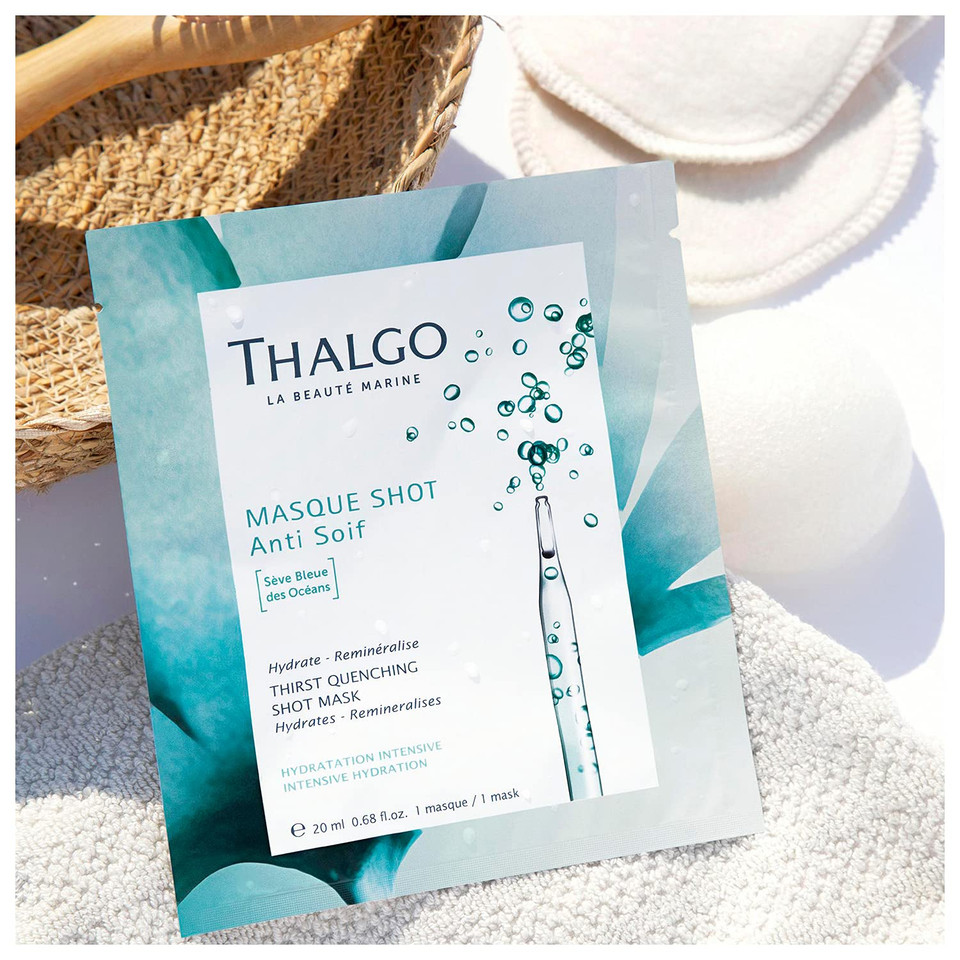 Thalgo Thalgo Marine Skincare, Thirst Quenching Shot Mask, Blue Ocean Sap And Hyaluronic Acid Face Mask, 1-Mask, 20Ml, 0.68 Fl. Oz