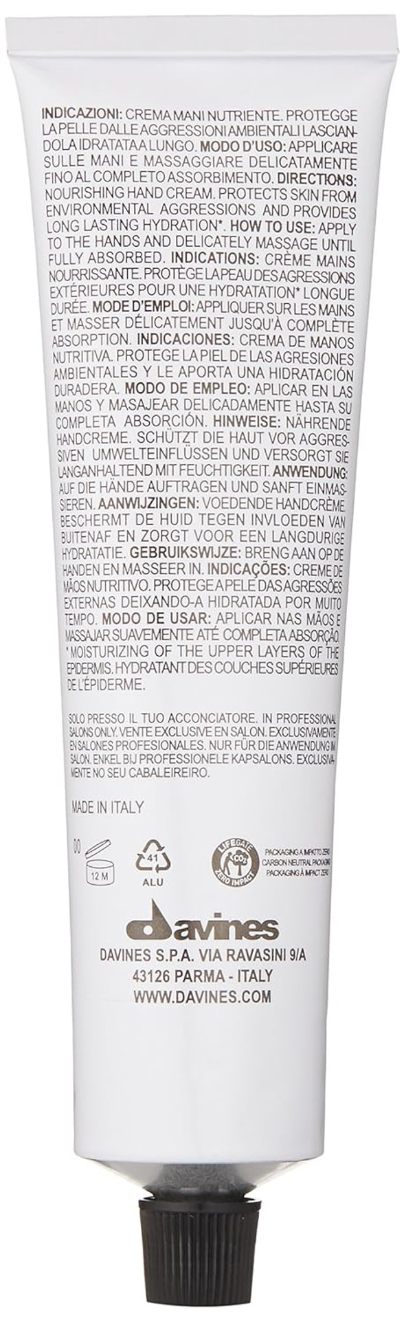 Davines Oi Hand Balm, Antioxidant-Rich Nourishment, For All Skin Types, Long-Lasting Hydration, 2.53 Fl. Oz
