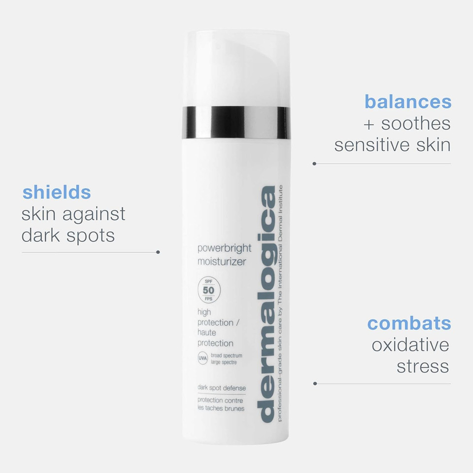 Dermalogica Powerbright Moisturizer Spf 50 Facial Sunscreen Shields Skin Against Dark Spots With Niacinamide & Hyaluronic Acid, 1.7 Fl Oz