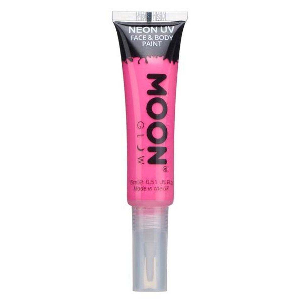 Moon Glow - Neon Uv Face Paint With Brush Applicator - Intense Pink