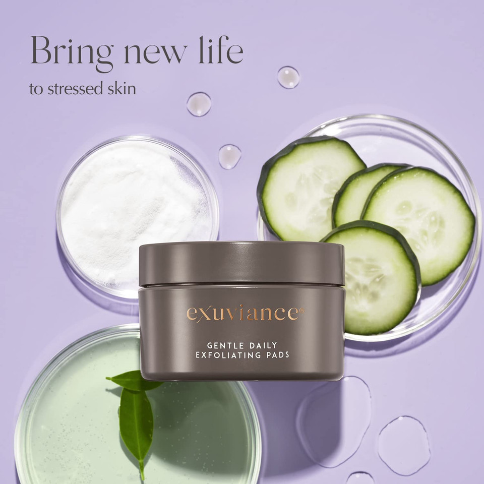 Exuviance Gentle Daily Exfoliating Face Pads With Pha, Vitamin C And E Antioxidants, Green Tea And Cucumber Extracts, 60 Pads