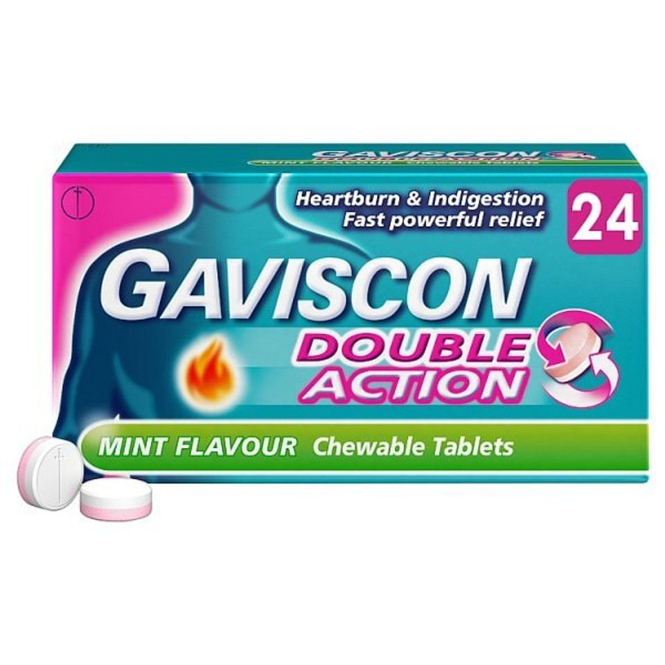 Gaviscon Double Action Tabs Heartburn Indigestion Mint 24S