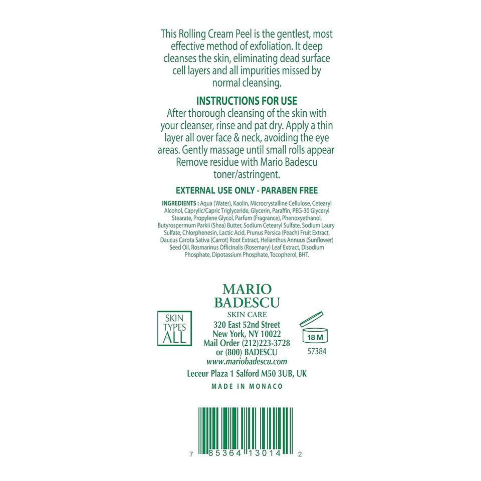 Mario Badescu Rolling Cream Peel For Aha For All Skin Types | Face Treatment With Lactic Acid & Kaolin | Visibly Improves Uneven Skin Texture | 2.5 Fl Oz