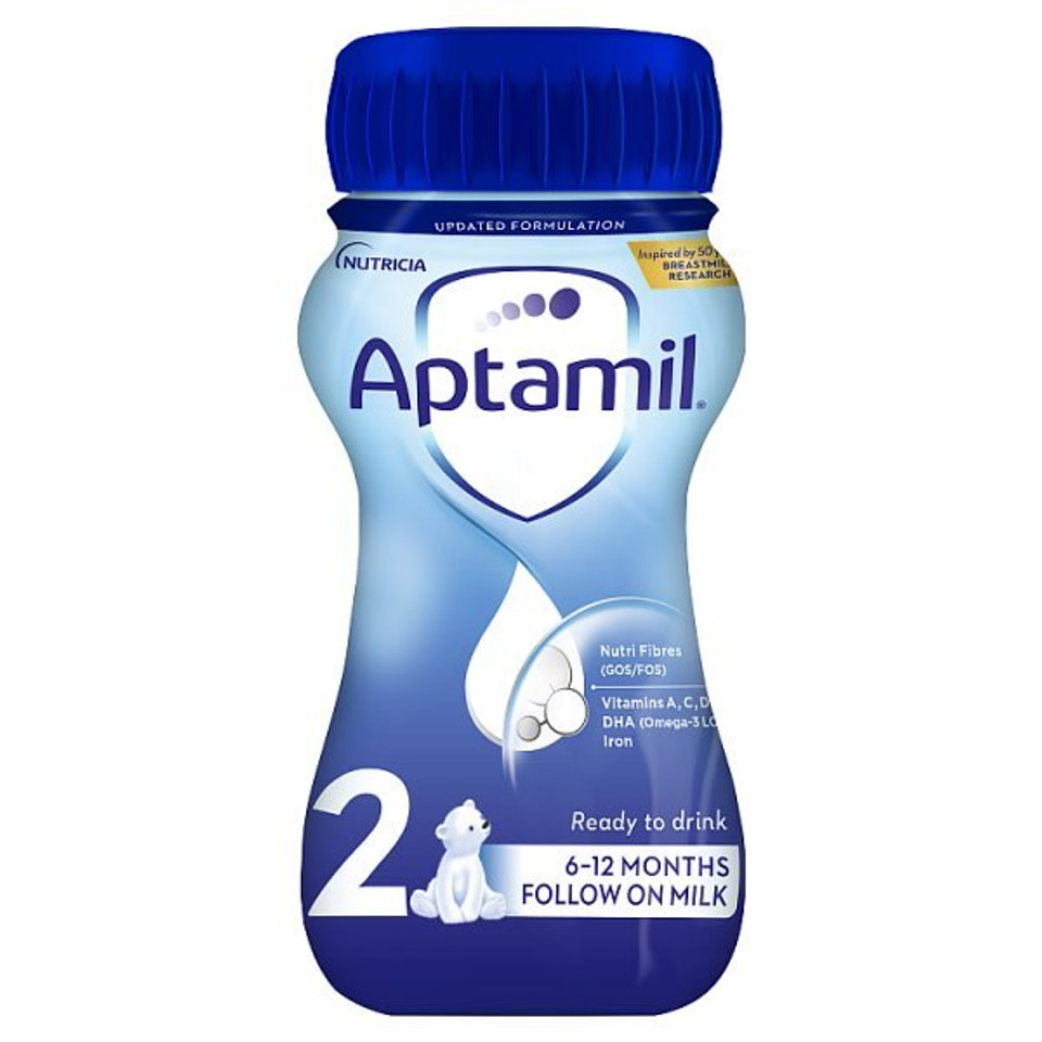 Aptamil 2 Follow On Baby Milk Formula Liquid 6-12 Mths 200Ml
