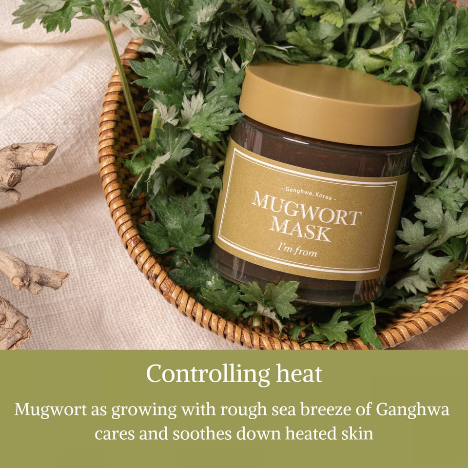 [I'M From] Mugwort Mask 3.88 Fl Oz | Natural Herb, Tea Tree, Wash-Off, Cooling And Fast Soothing Breakouts, For Sensitive Skin