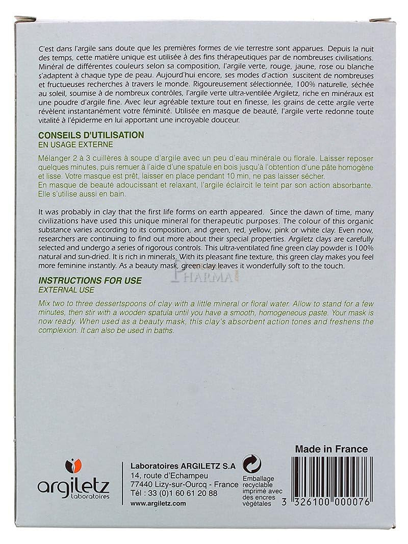 Argiletz Laboratoires French Green Clay | Ultra-Ventilated | Sourced And Produced In France | 300G/10.5 Oz
