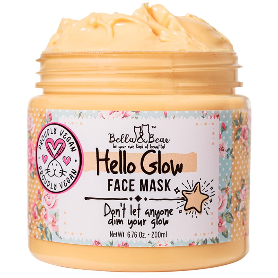 Bella & Bear Hello Glow Face Mask For Refining And Brightening - Vegan - 6.7Oz