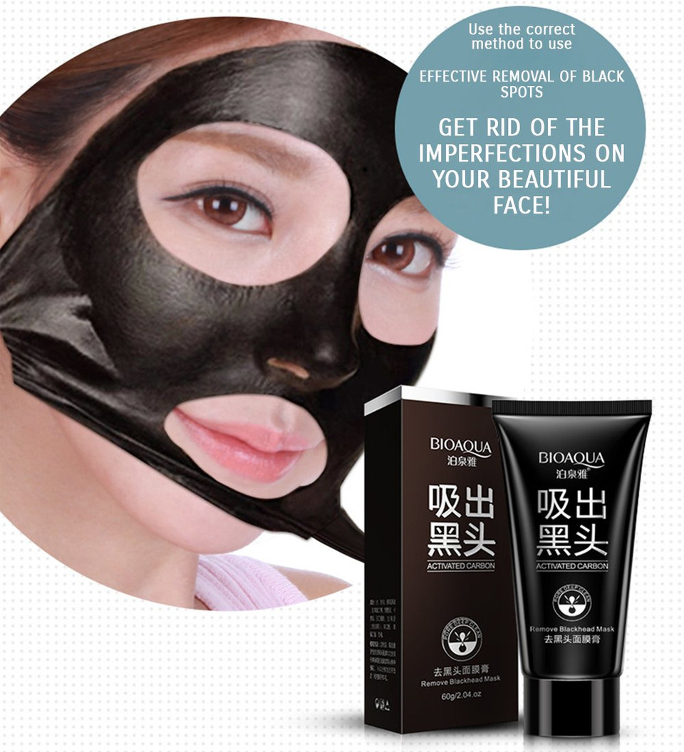 Bioaqua Black Mask Nose Acne Blackhead Remover Peel Mud Deep Cleaning Anti Aging Facial Mask,(2.11 Oz)