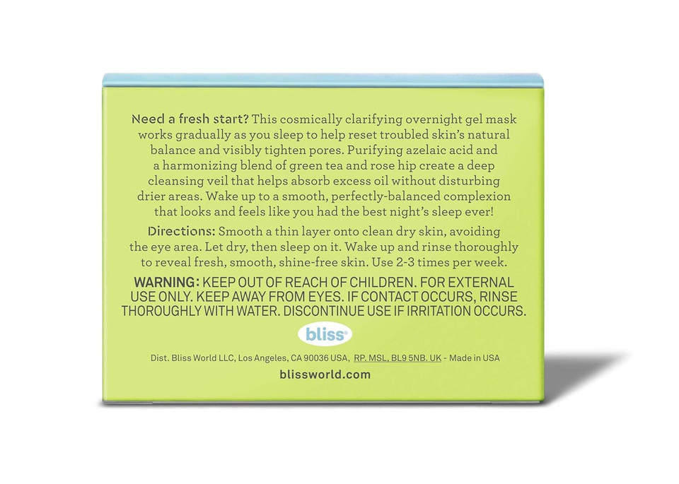 Bliss Green Tea Wonder Clarifying Overnight Mask - Enriched With Antioxidants