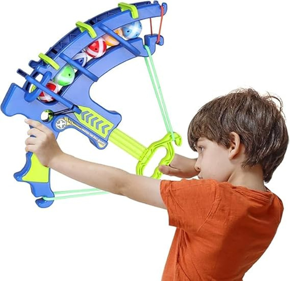 Target Shooting Game for Kids - Archery Toy Set with Bow and Arrow Catapult, 5 EVA Sponge Balls, 6 Target Barrels, Safe Indoor & Outdoor Fun