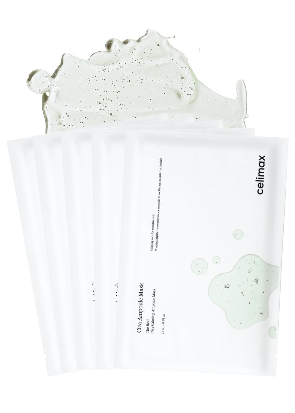 Celimax The Real Cica Calming Ampoule Mask | With Centella Asiatica & Madecassoside, Korean Face Sheet Mask For Skincare, Hydrating, Wrinkle & Fine Lines, Stocking Stuffers, Christmas Gift, 27Ml (5Ea)01 Cica Calming Ampoule Sheet Mask