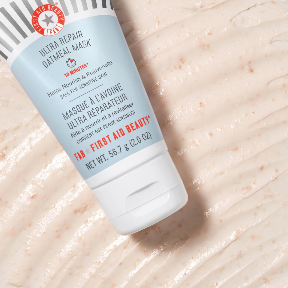 First Aid Beauty Ultra Repair Instant Oatmeal Mask  Hydrating Mask To Help Calm And Soothe Skin  2 Oz