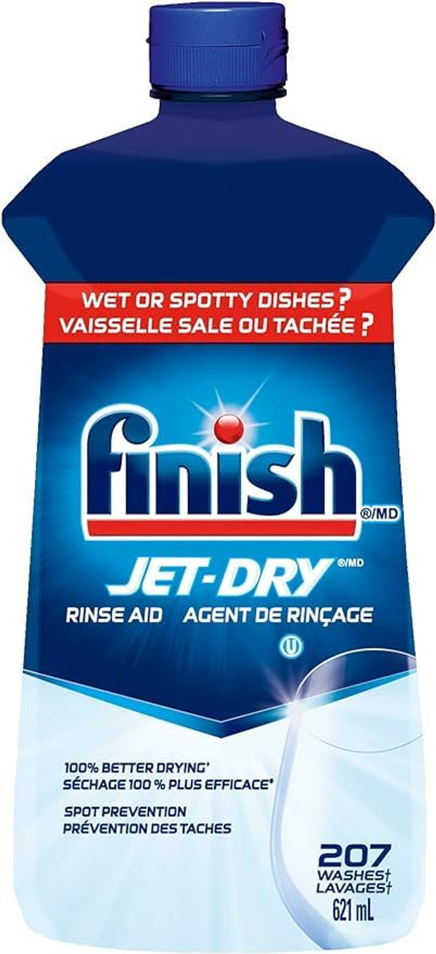 Finish Jet-Dry Rinse Aid — 621ml bottle for spotless, streak-free, and faster-drying dishes.
