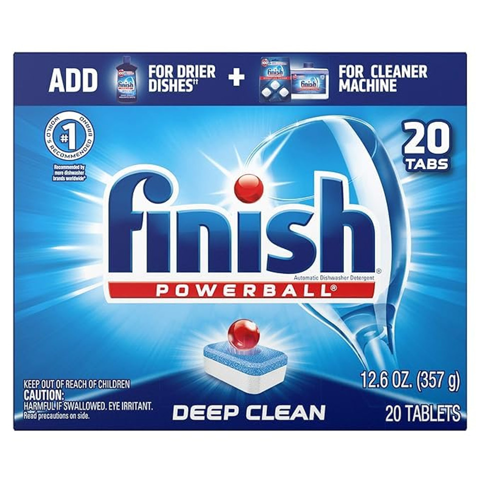 Finish Rac77050 Dishwasher Tabs — 20 powerful, pre-measured tablets for sparkling clean dishes.