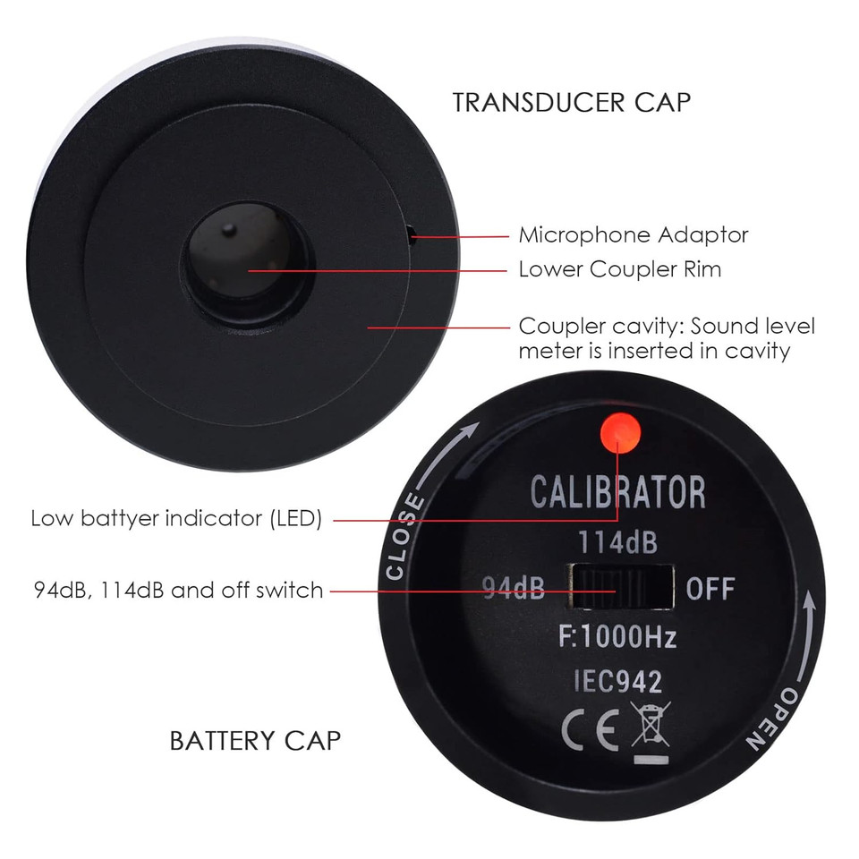 Gain Express Sound Level Meter Acoustical Calibrator 94dB & 114dB output levels for 1 inch and 1/2 inch mic Gain Express Sound Level Meter Acoustical Calibrator 94dB & 114dB output levels for 1 inch and 1/2 inch mic