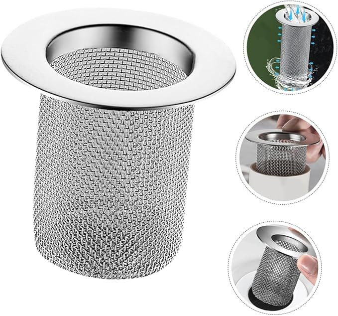 Multifunctional Stainless Steel Floor Drain Filter – Kitchen Sink Filter Mesh, Bathtub Hair Catcher, Shower Net, Hair Catcher Drainer(Packof3)