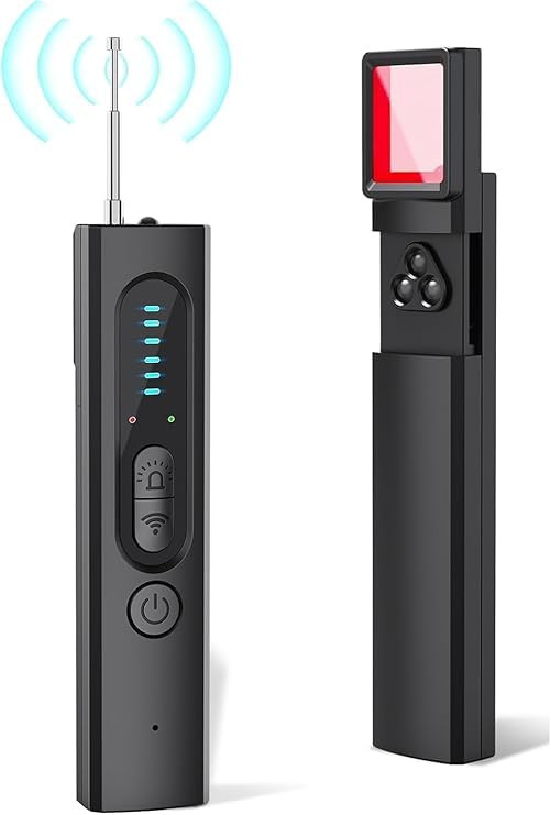 VALUEVIBES anti-spy camera detector with 5 sensitivity levels, detects hidden cameras and bugs for privacy protection in hotels, bathrooms, and offices.