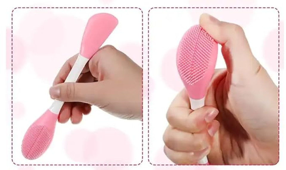Double-Headed Facial Treatment Brush – Silicone Face Mask Brush & Scrubber | Face Wash Brush & Mask Applicator for Skincare (PINK) Double-Headed Facial Treatment Brush – Silicone Face Mask Brush & Scrubber | Face Wash Brush & Mask Applicator for Skincare (PINK)