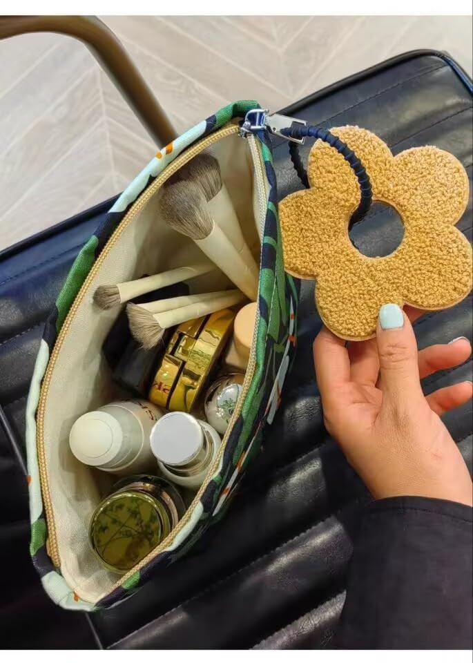 Floral Canvas Zipper Cosmetic Bag – Large Capacity Travel Makeup Storage Bag, Portable Designer Toiletry Organizer for Women