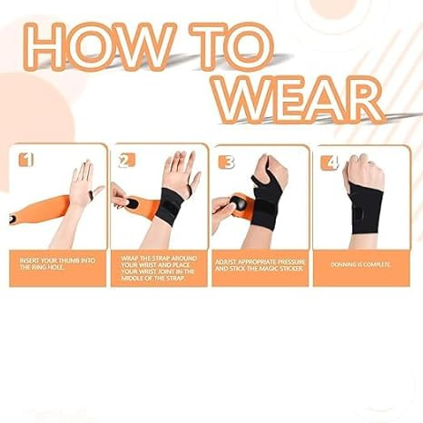 Wrist Support Brace-Ultra Thin Adjustable Wrist Support Brace - Breathable Compression Wristband for Arthritis Pain Relief, Ambidextrous Design with Velcro Closure (Black orange)