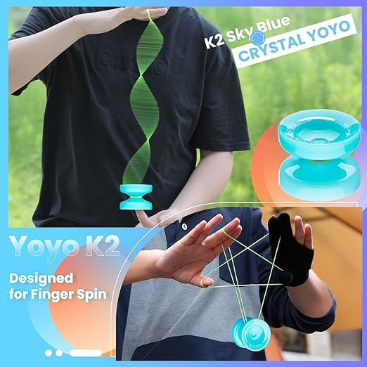 Dual-Purpose Yo-Yo for Kids & Adults – Professional Finger Spin Yoyo with 12 Strings, Smooth Spin, Beginner Trick Yo-Yo (5.5cm)
