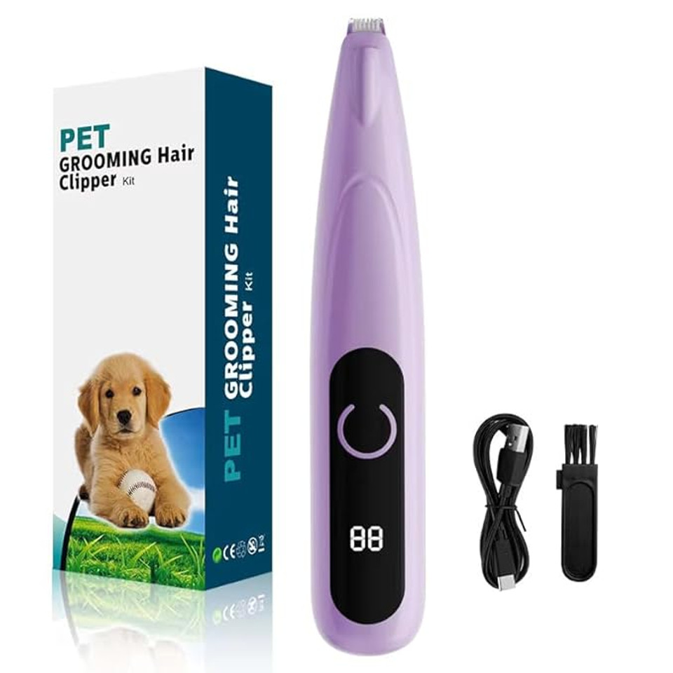Electric Pet Paw Hair Trimmer – Quiet USB Rechargeable Cat & Dog Grooming Clipper for Feet, Soles, Ears & Face with LED Light