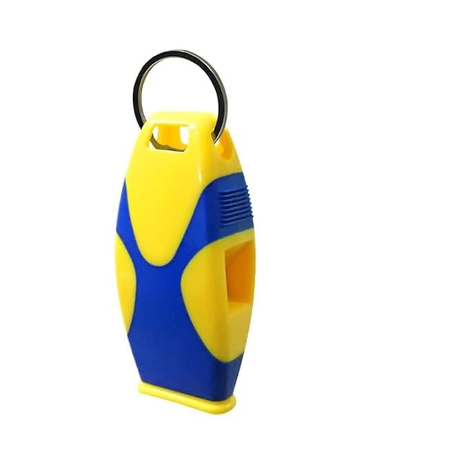 Pack of 2 pealess coach whistles with lanyards, ideal for sports, training, lifeguards, and emergency use.