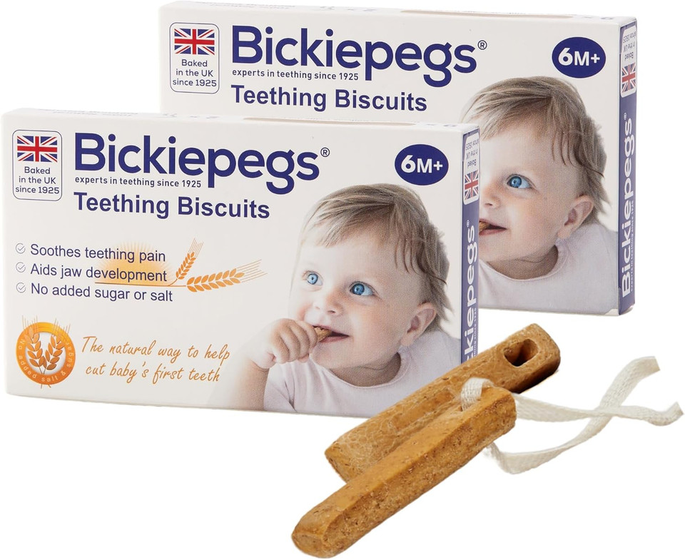 Bickiepegs Teething Biscuits for Baby 6 Months +, Hard Natural teether for Teething Relief & Introduction to Solids, Vegan & Food Based jaw Exerciser (3 Pack)