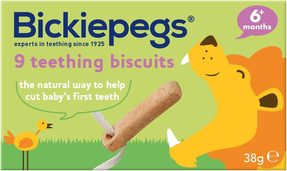 Bickiepegs Teething Biscuits for Baby 6 Months +, Hard Natural teether for Teething Relief & Introduction to Solids, Vegan & Food Based jaw Exerciser (3 Pack)