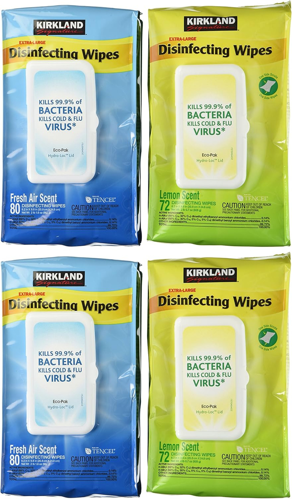 Kirkland Signature U691270C Disinfecting Wipes, Extra Large (Pack of 4)