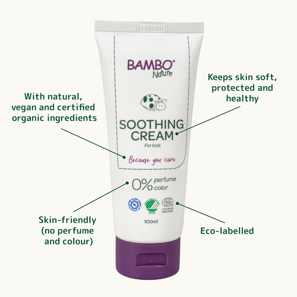 Bambo Nature Soothing Nappy Cream, Newborn Essentials, Eco-Labelled Nappy Cream, Soothes & Restores Irritated Skin, Eco Baby Soothing Cream, Baby Essentials For Newborn, Sustainable & Safe 100ml