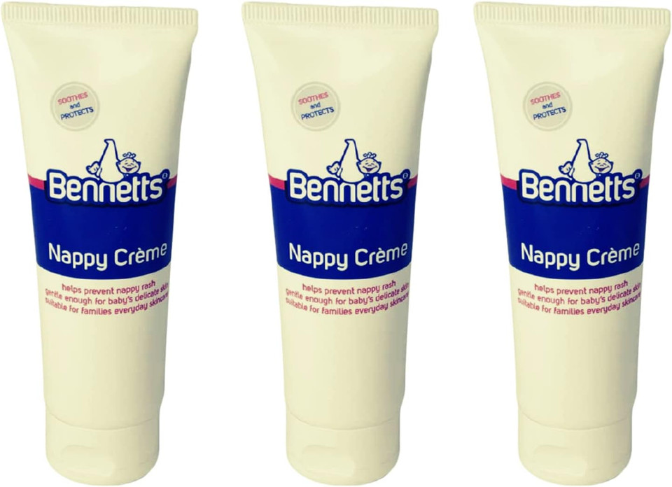 Bennetts Nappy Cream -Helps to prevent nappy rash and protect babys delicate skin-Gentle enough to use from birth, 75 ml, Pack of 3