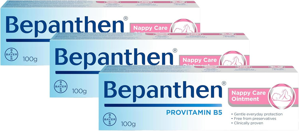 Bepanthen Nappy Care Ointment | Nappy Cream with Provitamin B5 | Suitable for Newborns Skin, 100 g (Packing May Vary). (Pack of 3) Bepanthen Nappy Care Ointment | Nappy Cream with Provitamin B5 | Suitable for Newborns Skin, 100 g (Packing May Vary). (Pack of 3)
