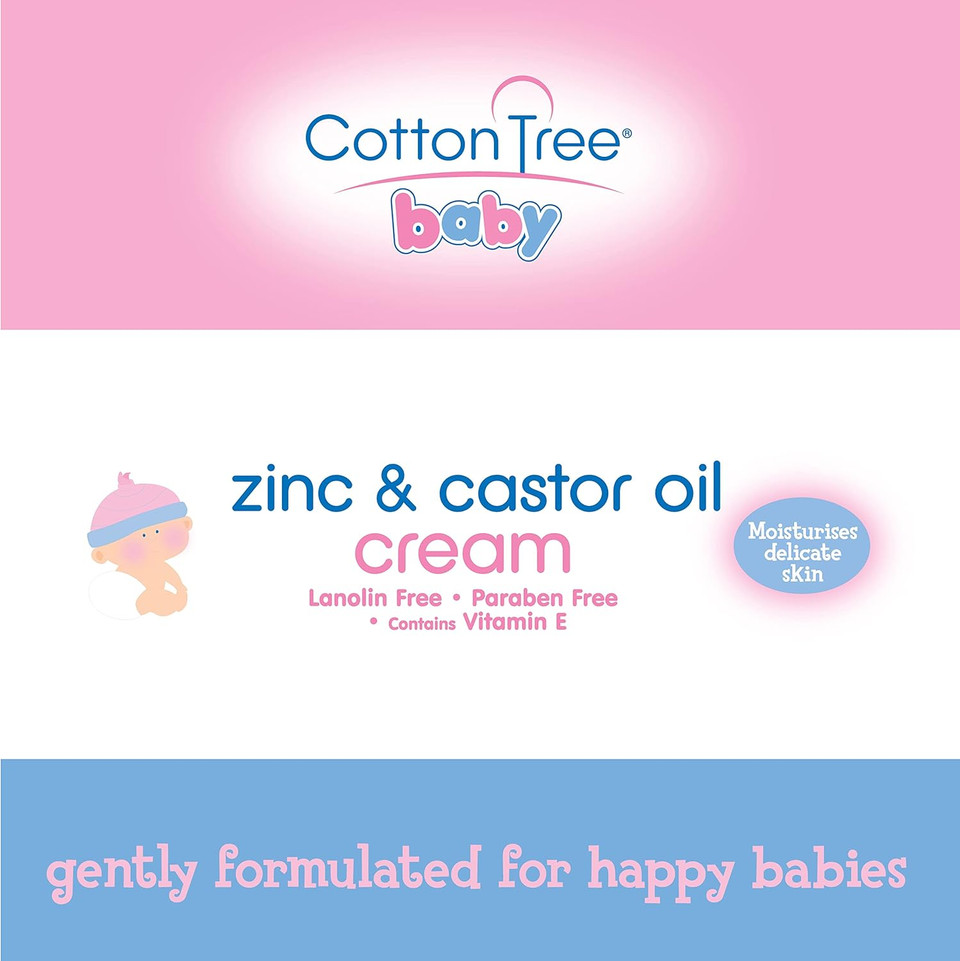 Cotton Tree Zinc And Castor Oil Cream For Nappy Rash, White (Pack of 2)