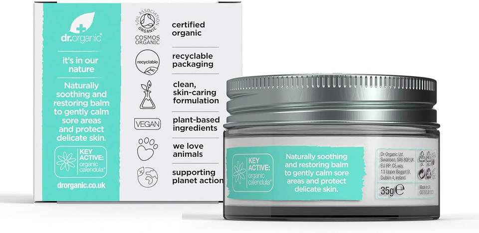 Dr Organic Baby Bum Balm with Calendula, Nappy Rash Cream, Sensitive Skin, Lanolin, Natural, Vegan, Dermatologically Tested, Cruelty-Free, Paraben & SLS Free, Certified Organic, 50ml (Pack of 2)