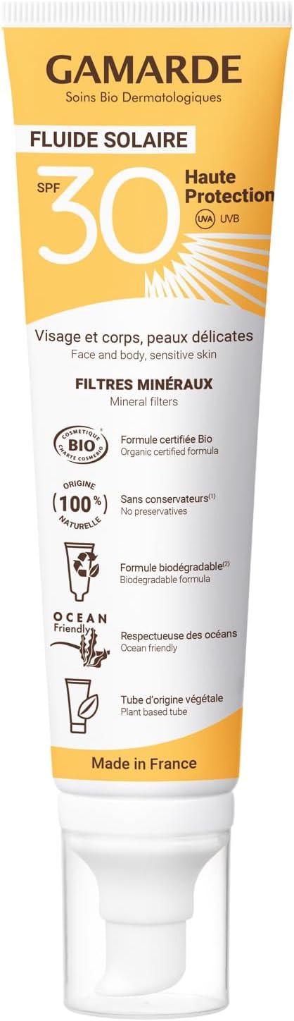 Face and Body Sun Fluid SPF 30 by Gamarde for Women - 3.38 oz Sunscreen