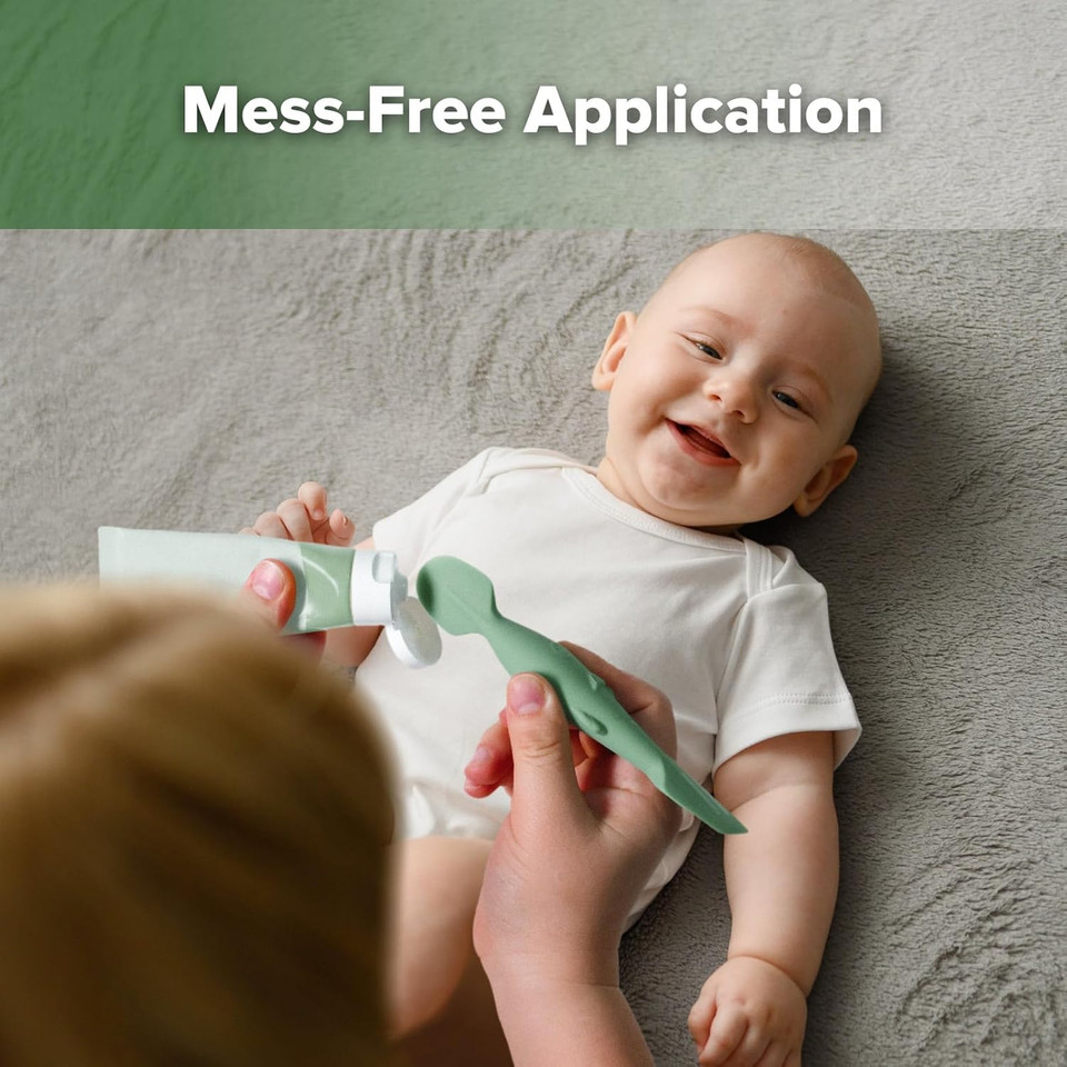 haakaa Baby Diaper Cream Spatula, NoMess Dual-Ended Silicone Diaper Rash Cream Applicator with Hygienic Case, Butt Spatula for Baby, Lavender