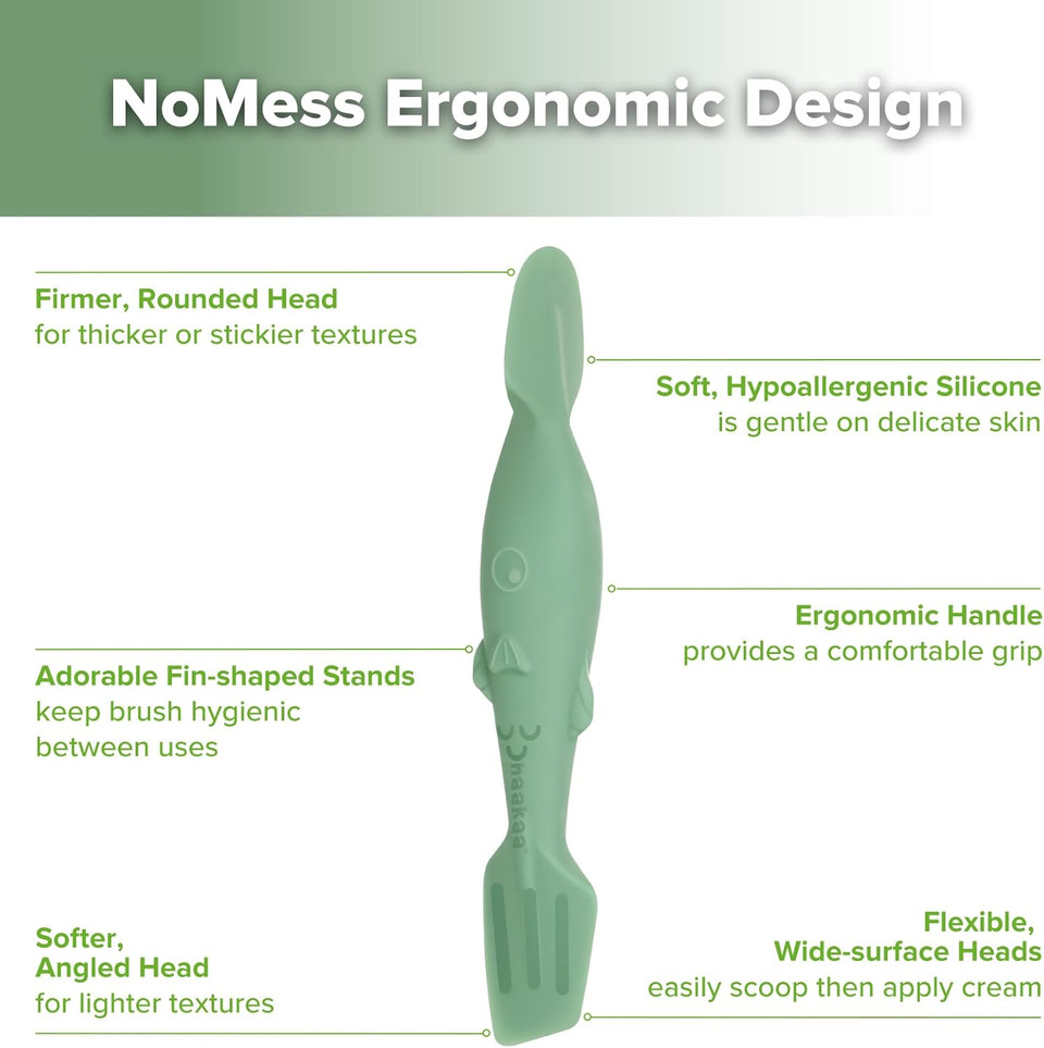 haakaa Baby Diaper Cream Spatula, NoMess Dual-Ended Silicone Diaper Rash Cream Applicator with Hygienic Case, Butt Spatula for Baby, Lavender