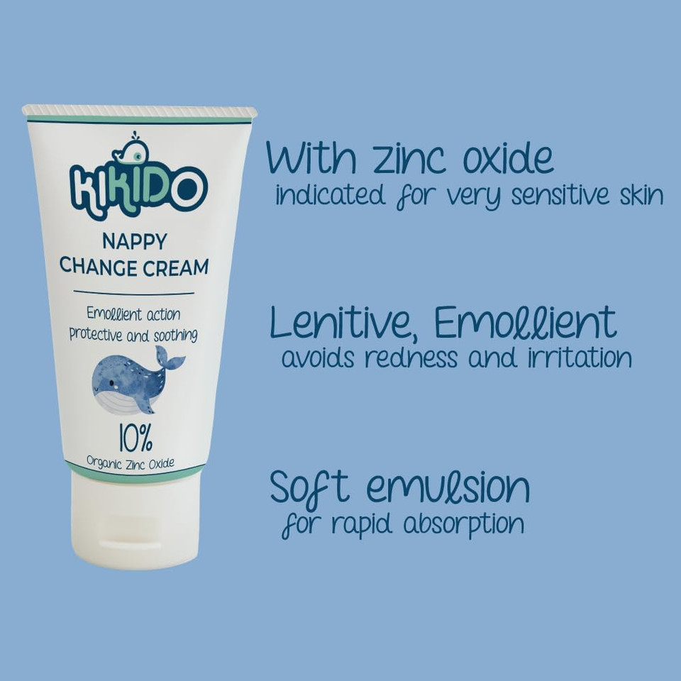 Kikido Nappy Change Cream 100 ml - x2 Zinc Oxide Nappy Cream for Newborns - Protective Barrier Cream for Nappy Rash Changing Cream for Sensitive Skin, 100 ml